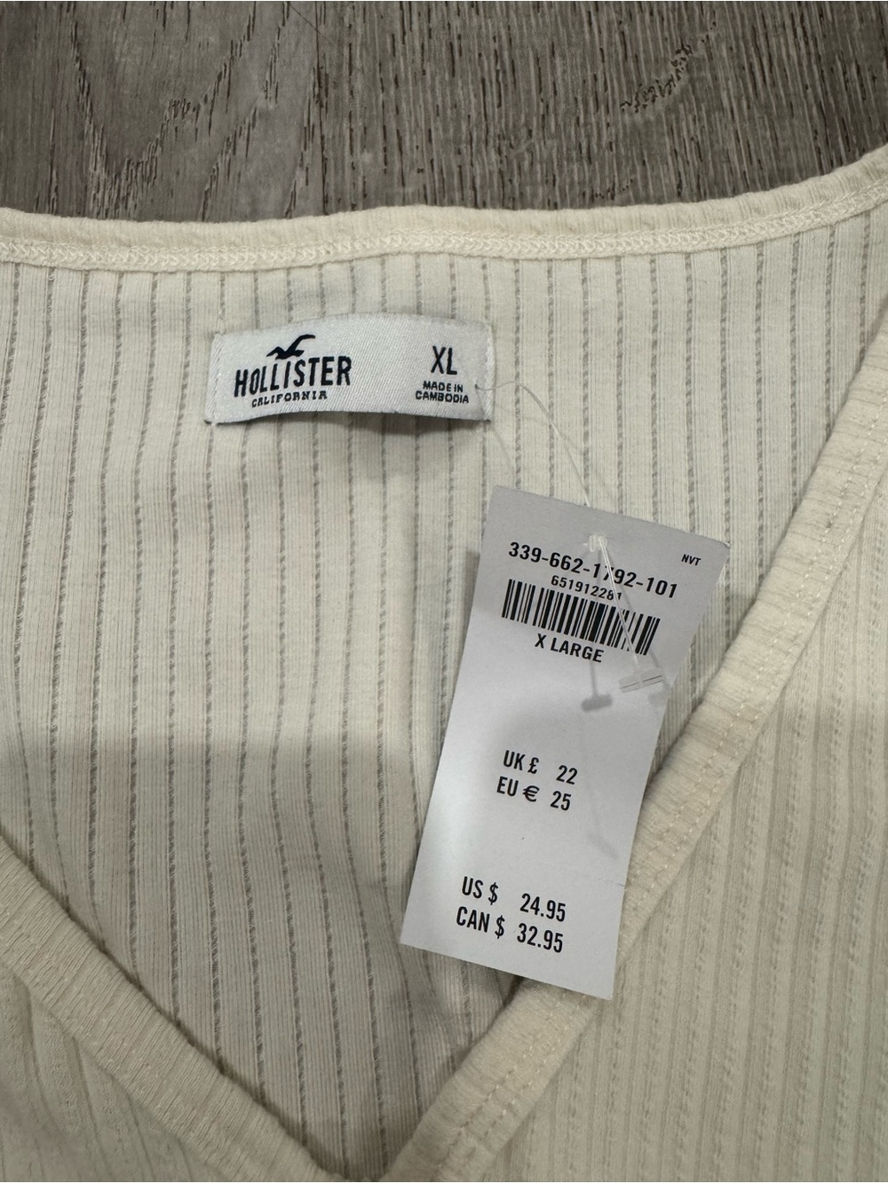 Cream Ribbed Button-Front Long Sleeve Top - Picture 3 of 3